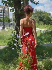 gallery_granny_and_mature_Red dress - green garden_older_127741082