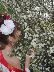 gallery_granny_and_mature_White Flowers Red Dress_older_127739568